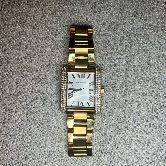 Gold toned Micheal Kors rectangle watch - Picture 2 of 10